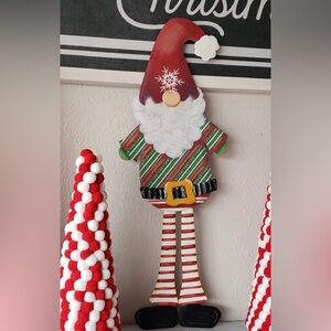 Gnome Red, Green, & White Metal Stake for Yard or Porch Christmas Decor
